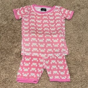 Mud Pie pink crab pattern pajama set
